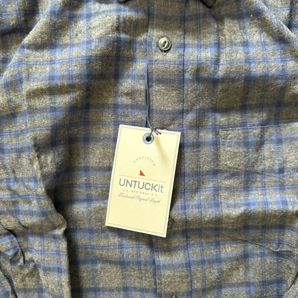 NWT‎ UNTUCKit Macari Flannel Style Mens Long Sleeve Button Up Shirt Size XS Slim - Picture 5 of 11